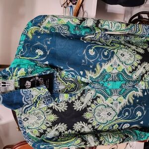 Paisley Print Blouse - Blue and Green